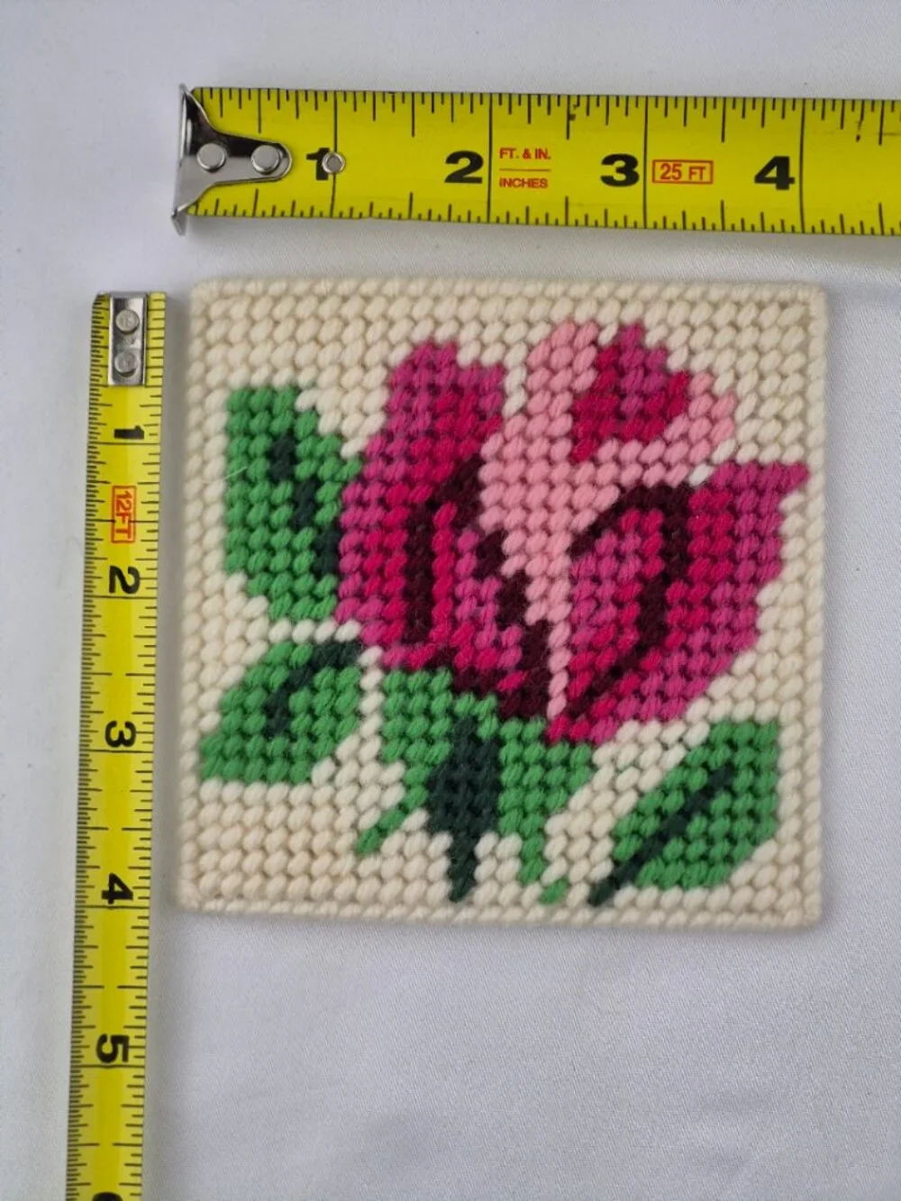Handmade Floral Plastic Canvas Coasters Set of 16 in 7 Different Flower Patterns